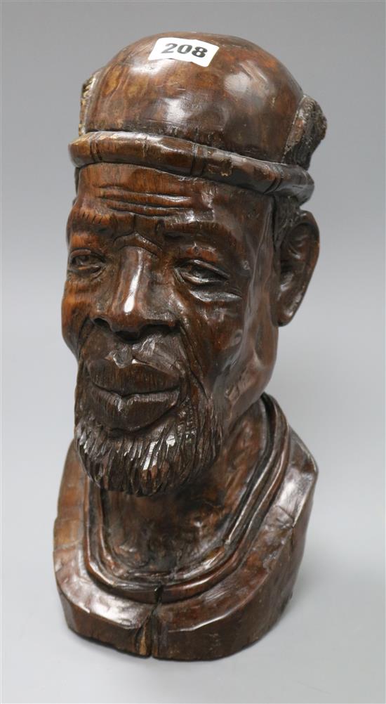 An African hardwood head height 30cm